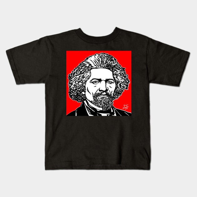 FREDERICK DOUGLASS ink and acrylic portrait Kids T-Shirt by lautir